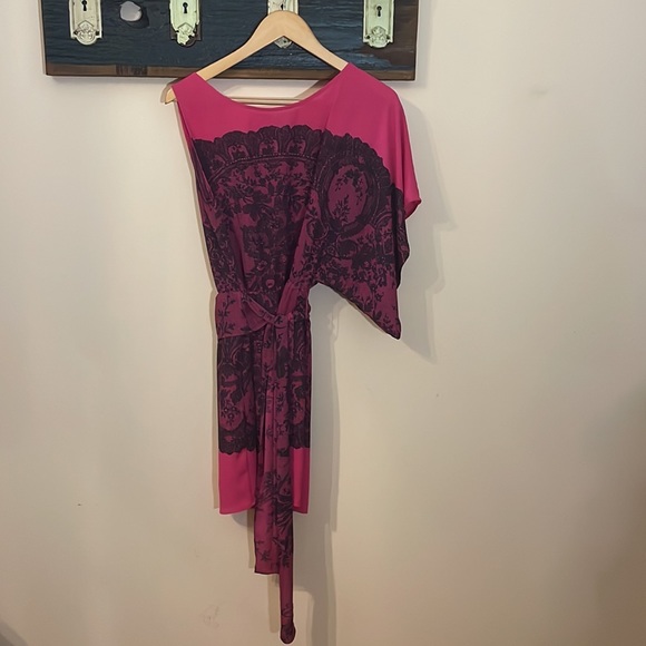 BCBGMaxAzria Leia Begonia Combo Pink and Black One Shoulder Dress Size XXS - Picture 8 of 16